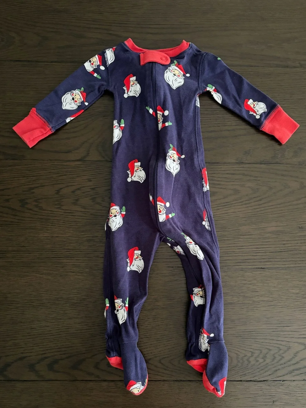The Beaufort Bonnet Company Navy Santa Footie with Red Trim